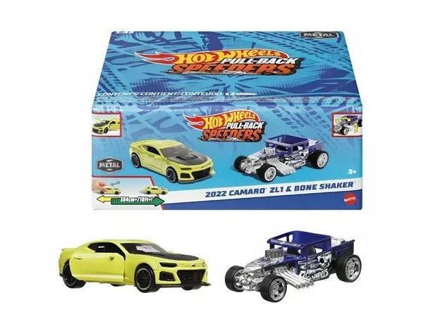 پک 2 تایی ماشین‌ های Hot Wheels سری Pull-Back Speeders مدل 2022 Camaro ZL1و Bone Shaker, تنوع: HPR91-Bone Shaker, image