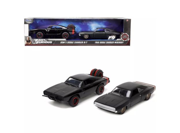 پک 2 تایی ماشین های فلزی Fast & Furious مدل Doms’s Dodge Charger R/T و 1968 Dodge Charger Widebody با مقیاس 1:32, image