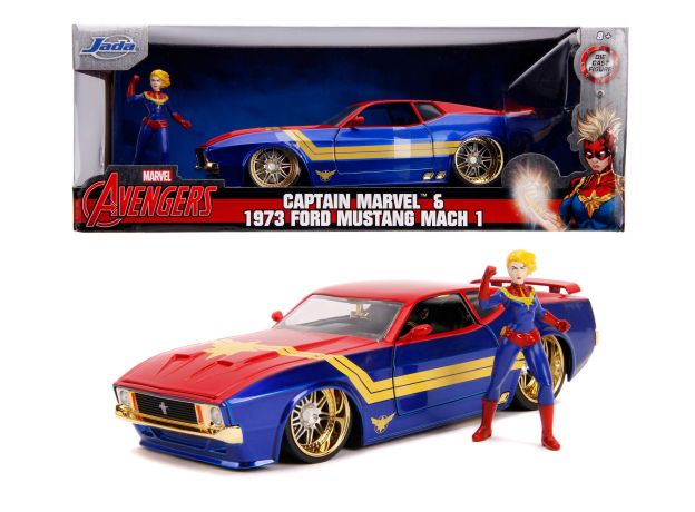 ماشین فورد مدل Mustang Mach 1 و فیگور فلزی کاپیتان مارول با مقیاس 1:24, image