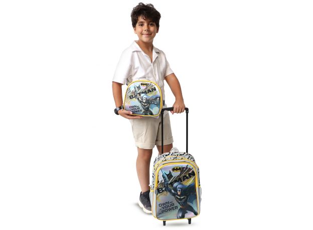 ست 45 در 1 کوله پشتی چرخدار 40 سانتی بتمن Batman, image