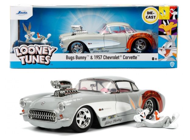 ماشین فلزی 1957 Chevrolet Corvette و فیگور فلزی باگزبانی با مقیاس 1:24, image