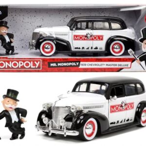 ماشین فلزی 1939 Chevy Master Deluxe و فیگور فلزی آقای مونوپولی با مقیاس 1:24, image