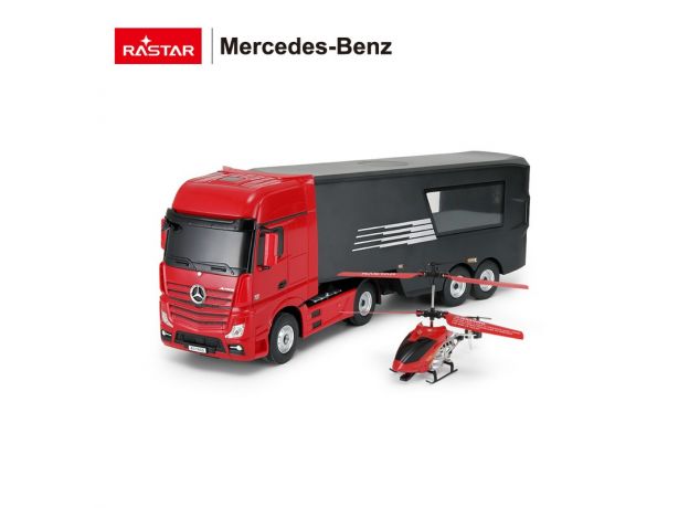 تریلی کنترلی مرسدس بنز همراه با هلیکوپتر مقیاس 1:26(قرمز), image