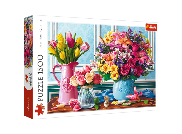 پازل 1500 تکه ترفل مدل گل های رنگی در گلدان, image