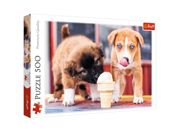 پازل 500 تکه ترفل مدل بستنی خوردن سگ های کوچولو, image