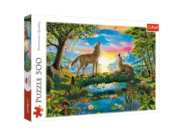 پازل 500 تکه ترفل مدل زوزه گرگ هنگام غروب, image