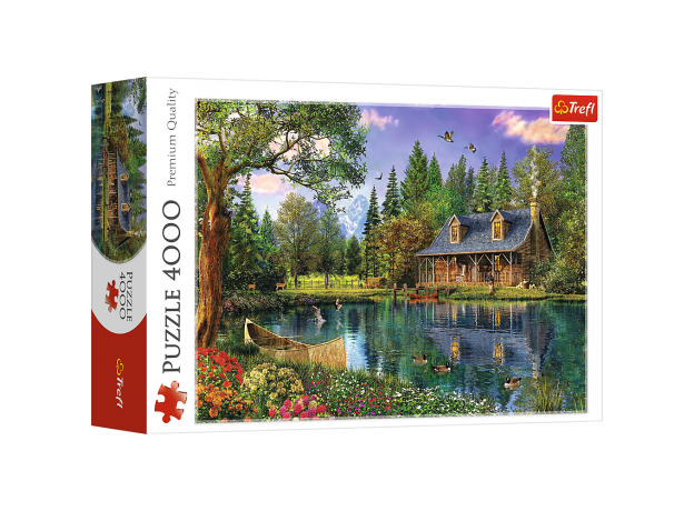 پازل 4000 تکه ترفل مدل کلبه چوبی کنار برکه, image