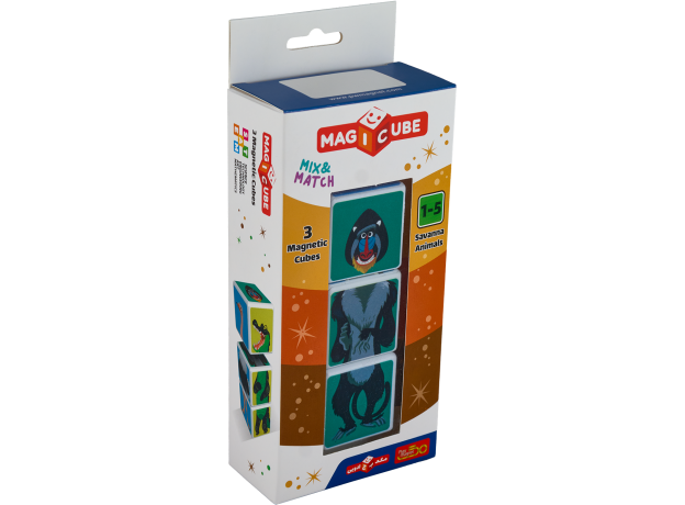 ست بازی مکعب جادویی 3 تایی حیوانات ساوانا پلی مگنت, تنوع: 4003-PM-Magic Cube Savanna Animals, image