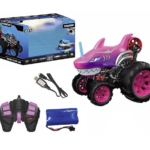 ماشین کنترلی 5 چرخ Shark Monster Truck طرح کوسه صورتی Crazon با مقیاس 1:14, image