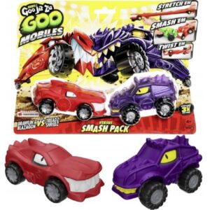 پک دوتایی ماشین های فشاری گو جیت زو Goo Jit Zu سری Goo Mobiles مدل Treadz Shredz و Brawlin Blazagon, تنوع: 42675-Smash Pack, image