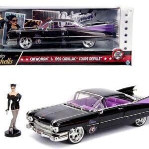 ماشین فلزی کادیلاک مدل 1959 Cadillac Coupe Deville و فیگور فلزی CatWoman با مقیاس 1:24