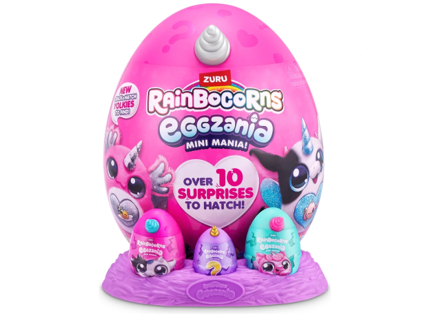 عروسک سورپرایزی رینبوکورنز RainBocoRns سری Eggzania Mini Mania با شاخ نقره ای, تنوع: 9296-Gray, image