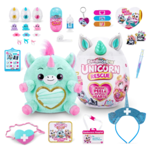 عروسک سورپرایزی رینبوکورنز RainBocoRns سری Unicorn Rescue با شاخ آبی