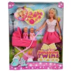 ست عروسک 29 سانتی Steffi Love مدل Sunshine Twins به همراه 2 کودک با لباس صورتی, تنوع: 105738060-Pink, image