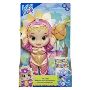 عروسک بیبی الایو مدل Dino Cuties با لباس صورتی