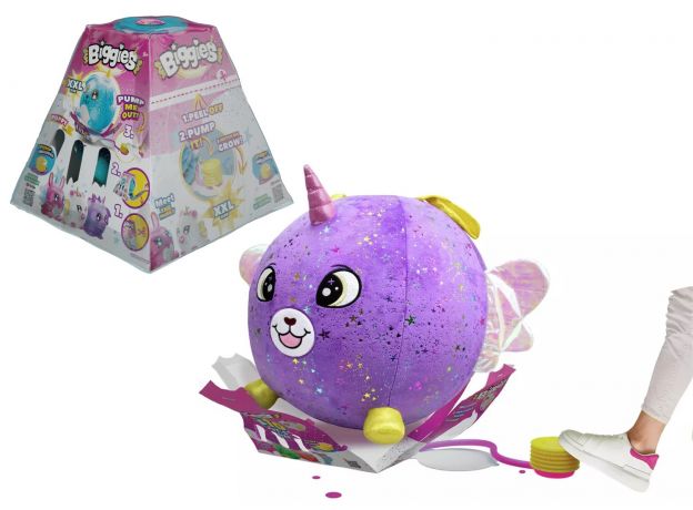 عروسک سورپرایزی هاپو یونیکورن بنفش پولیشی بادی Biggies, image