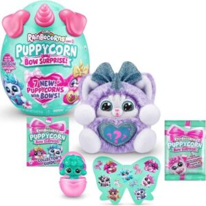 عروسک سورپرایزی رینبوکورنز RainBocoRns سری Puppycorn Bow Surprise با شاخ صورتی