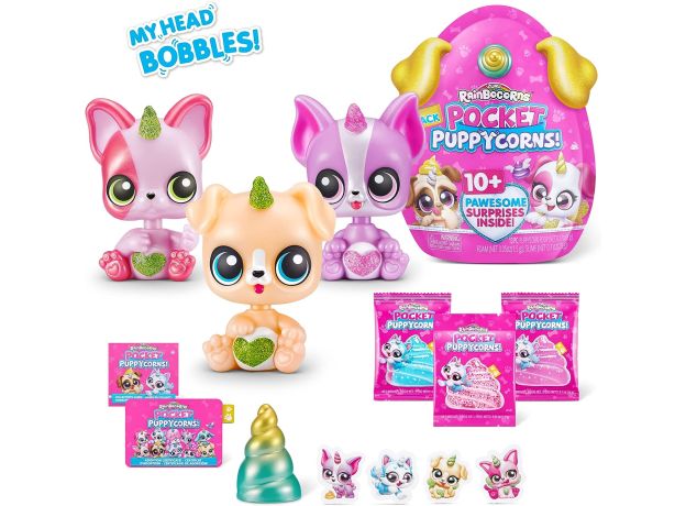 عروسک سورپرایزی رینبوکورنز RainBocoRns سری Pocket Puppycorns 10 سورپرایزی با شاخ آبی, تنوع: 9284SQ1-Blue, image