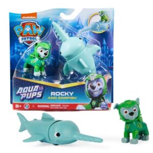 فیگور راکی همراه با اره ماهی کوچولو سگ های نگهبان Paw Patrol سری Aqua Pups