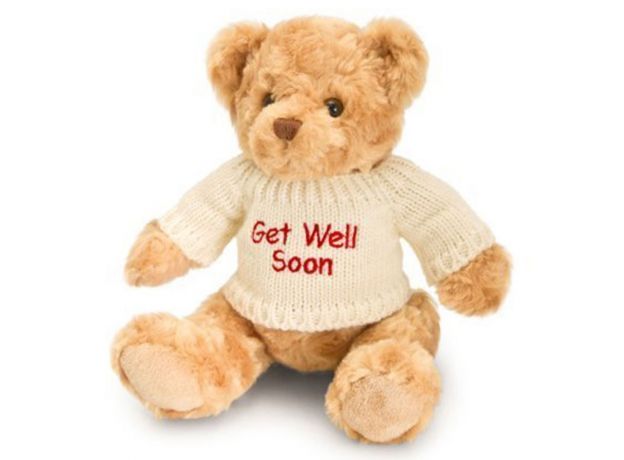 عروسک پولیشی GET WELL SOON BEAR با لباس, image