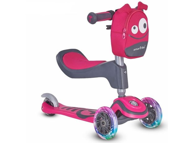 اسکوتر 3 در 1 SmarTrike با چرخ های چراغ دار مدل صورتی, تنوع: 2020201-Pink, image