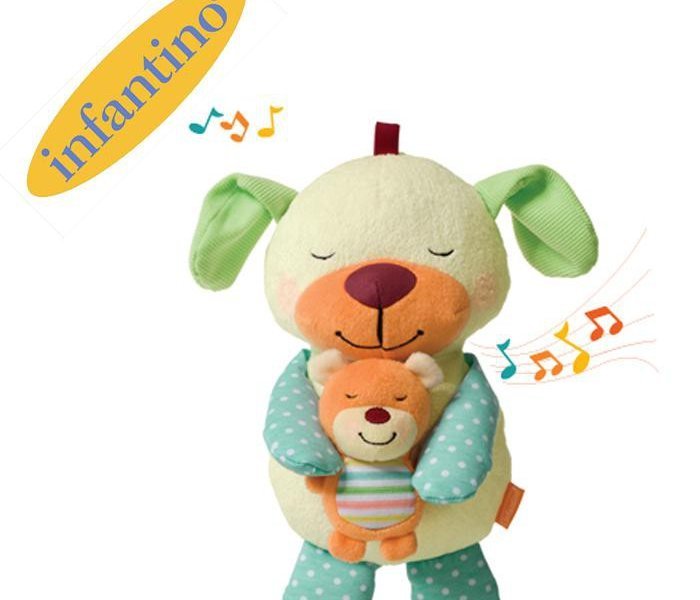 عروسک آویزی خرس مادر و بچه موزیکال infantino کد323