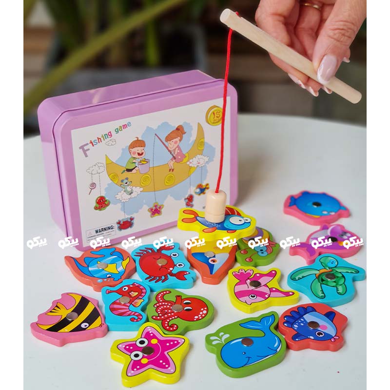 اسباب بازی ماهیگیری آهنربایی چوبی صورتی کد P/3866029/A