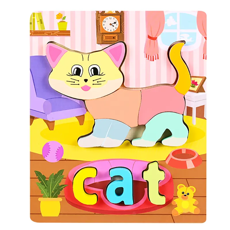 پازل چوبی جاگذاری آموزشی طرح گربه کد P/4098/CA
