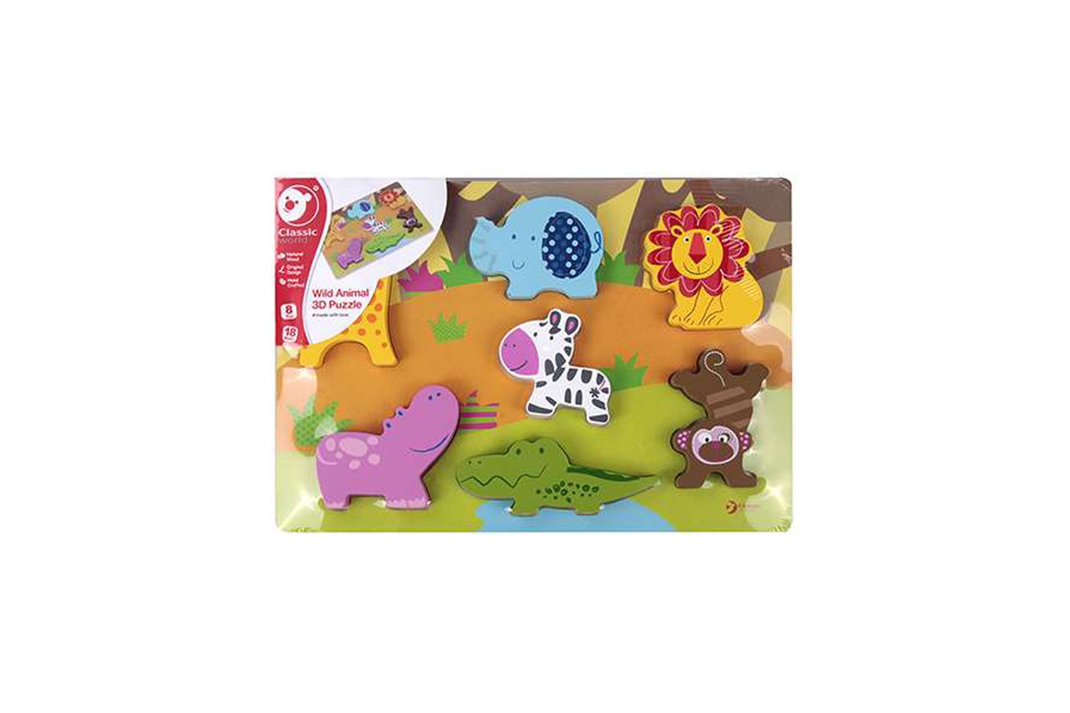 پازل سه بعدی حیوانات چوبی Classic World مدل Wild Animal 3D Puzzle 3551