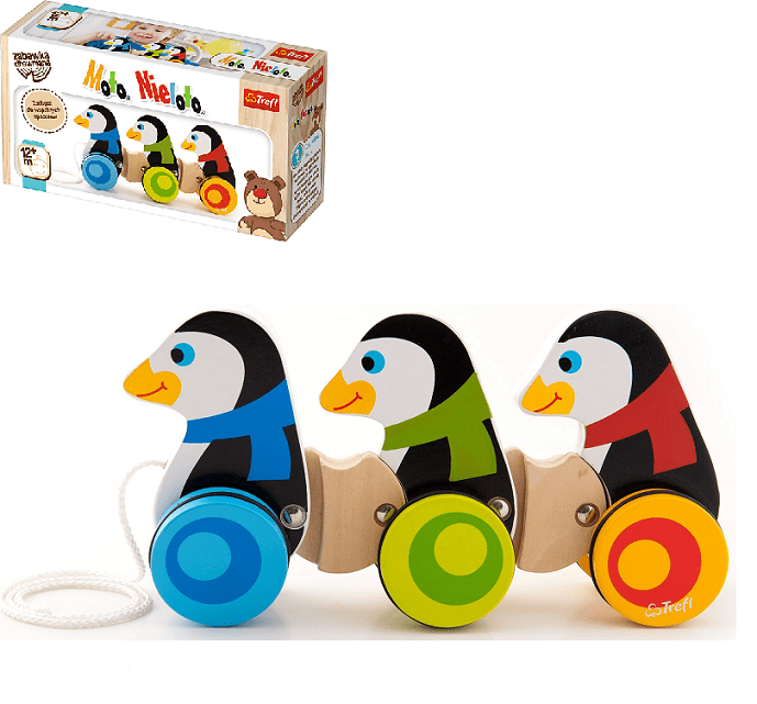 پنگوئن نخ کش چوبی کودک TREFL-Wooden Toy -moto nieloto 60658