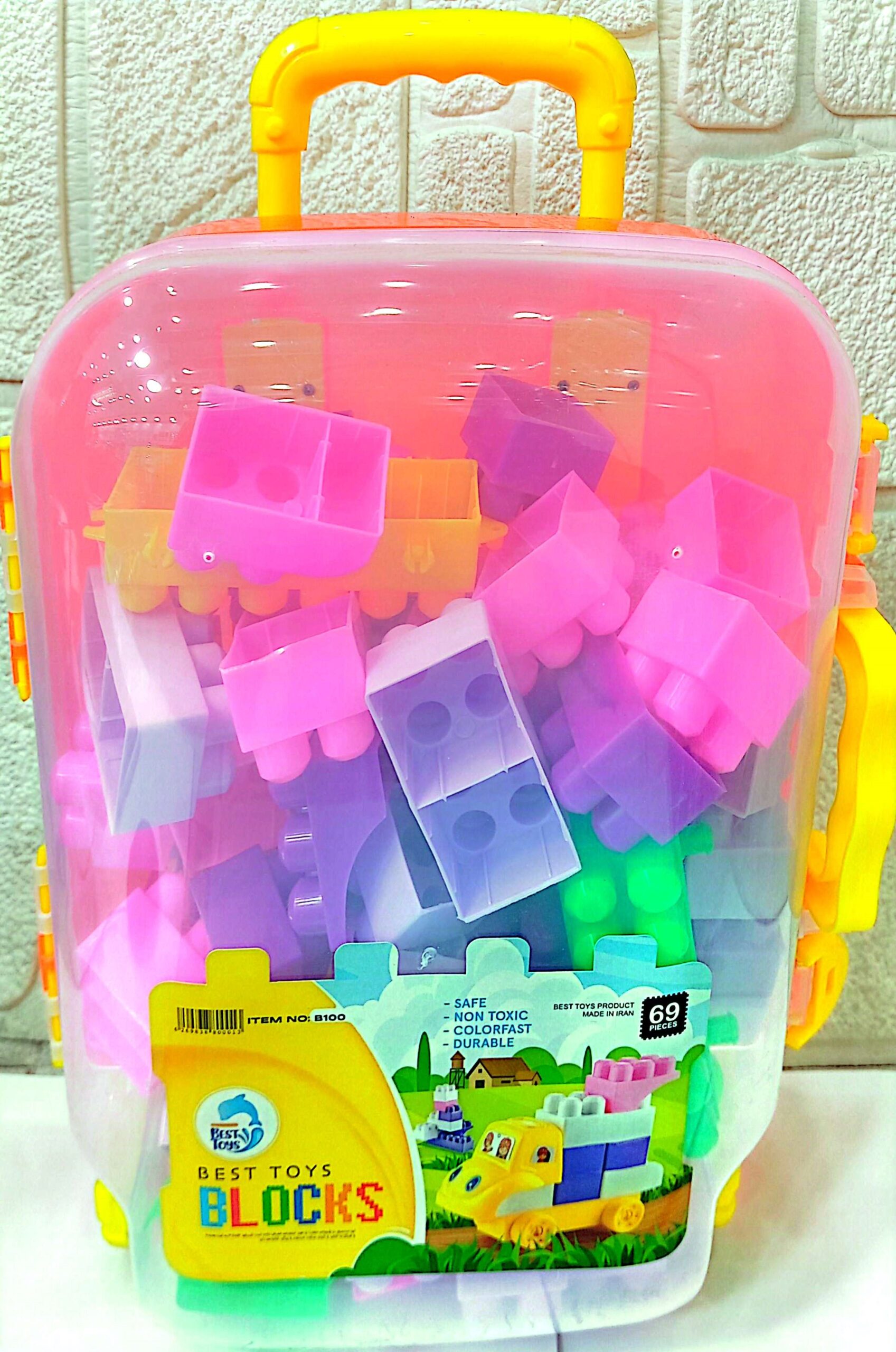 لگوی چمدانی BEST TOYS کیفیت عالی - 69 قطعه نارنجی رنگ