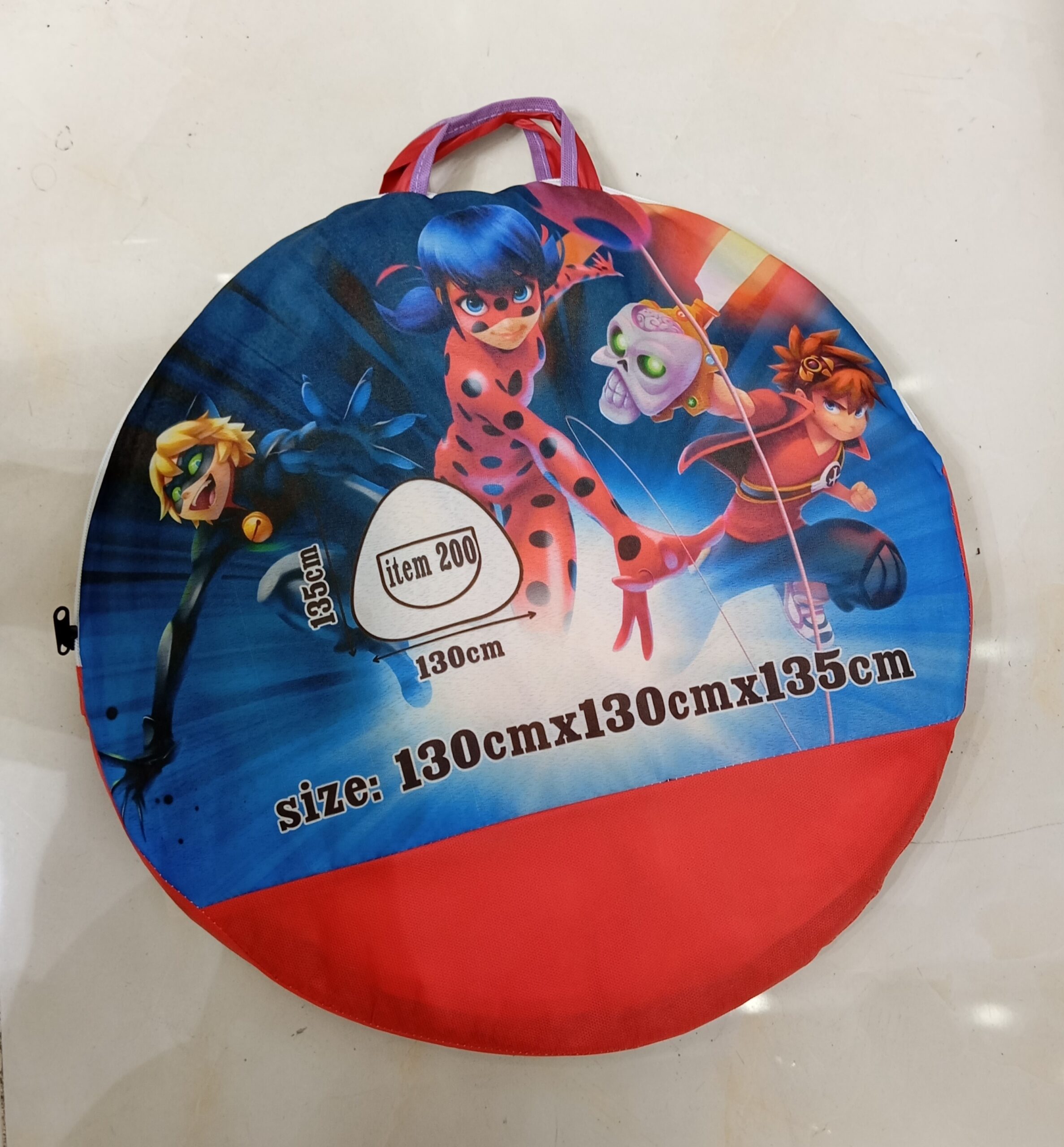 چادر کودک فنری و پارچه ای 135 سانتی متری - طرح دختر کفشدوزکی